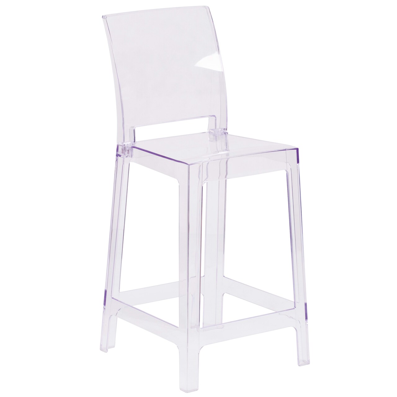 Emma and Oliver Ghost Counter Stool in Transparent Crystal with Square Back